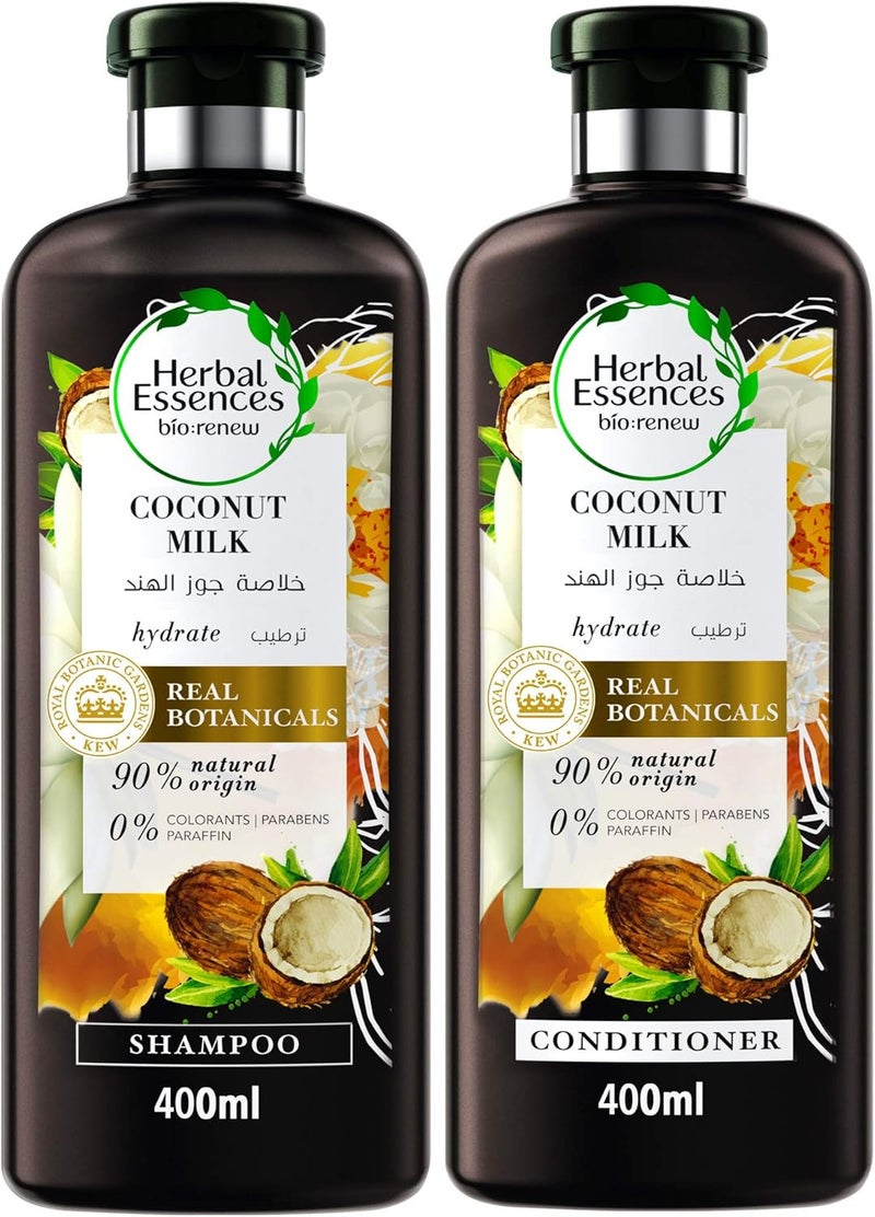 هربل إيسنسز Herbal Essences Bio:Renew, Coconut Milk, Shampoo 400ml + Conditioner 400ml - Image 1